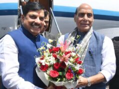 मुख्यमंत्री डॉ. यादव ने की केंद्रीय रक्षा मंत्री राजनाथ सिंह की आत्मीय अगवानी