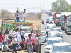 खरीदी केंद्र पर ताला देख फूटा किसानों का गुस्सा, NH-146 पर 3 किमी लंबा जाम