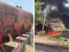 अंबिकापुर-बनारस मार्ग पर राइस ब्रान तेल से भरा टैंकर पलटा, बहते तेल में लगी भीषण आग