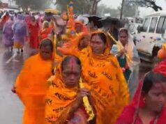 सीवन घाट पर एंट्री रोकी, श्रद्धालुओं की भारी भीड़: सीहोर में 11 किमी लंबी कांवड़ यात्रा शुरू