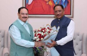 मुख्यमंत्री विष्णु देव साय ने केंद्रीय स्वास्थ्य मंत्री जे.पी. नड्डा से की सौजन्य भेंट